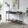 Hudson & Canal 45 in. Arroyo Rectangular Console Table, Blackened Bronze & Black Grain AT1671